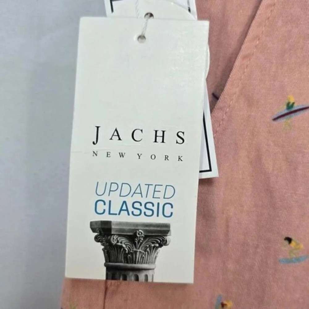 Jachs New York Bleecker Shorts Mens 34 Peach Surfer Pattern Chino‎ Stretch Twill